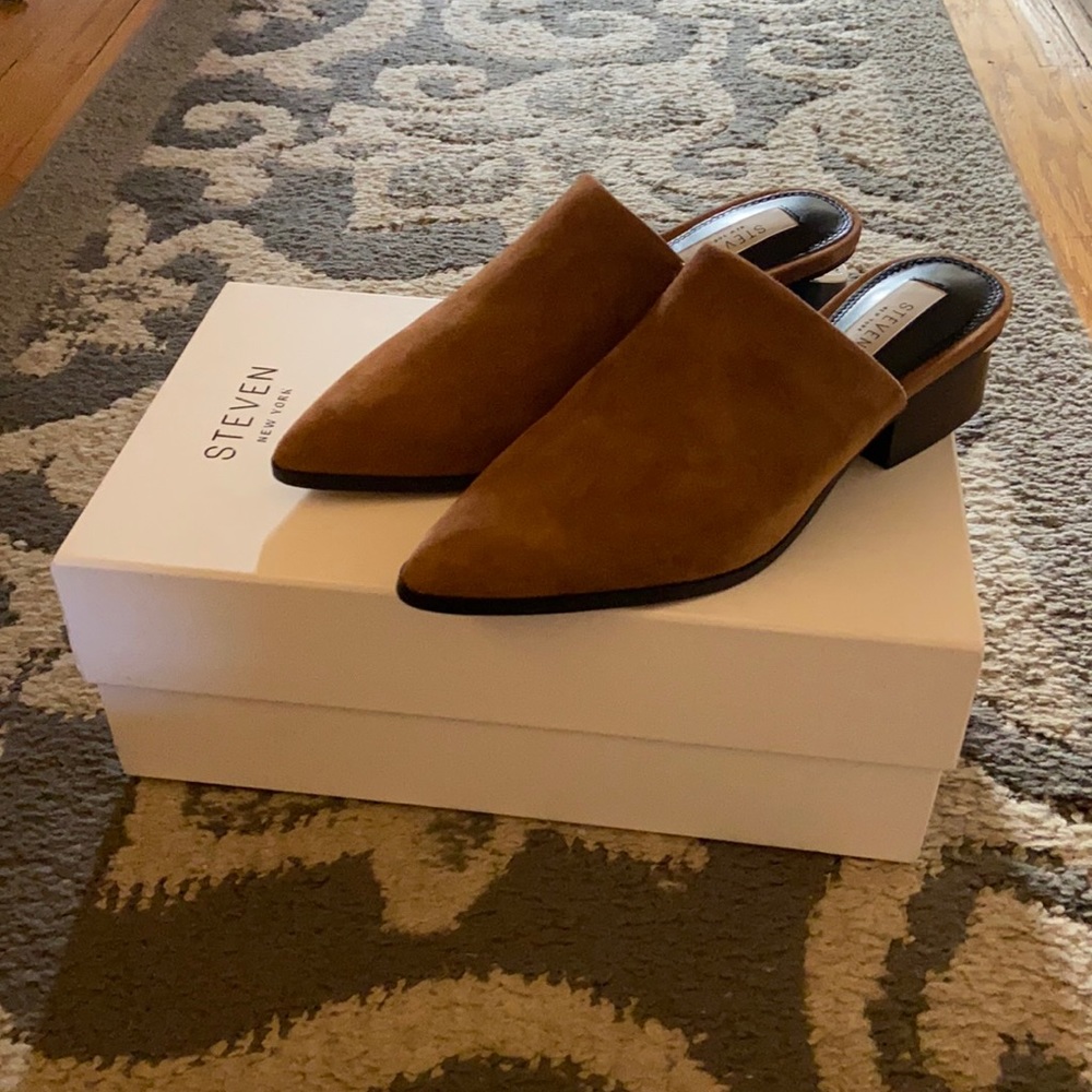 Suede slip on mules
